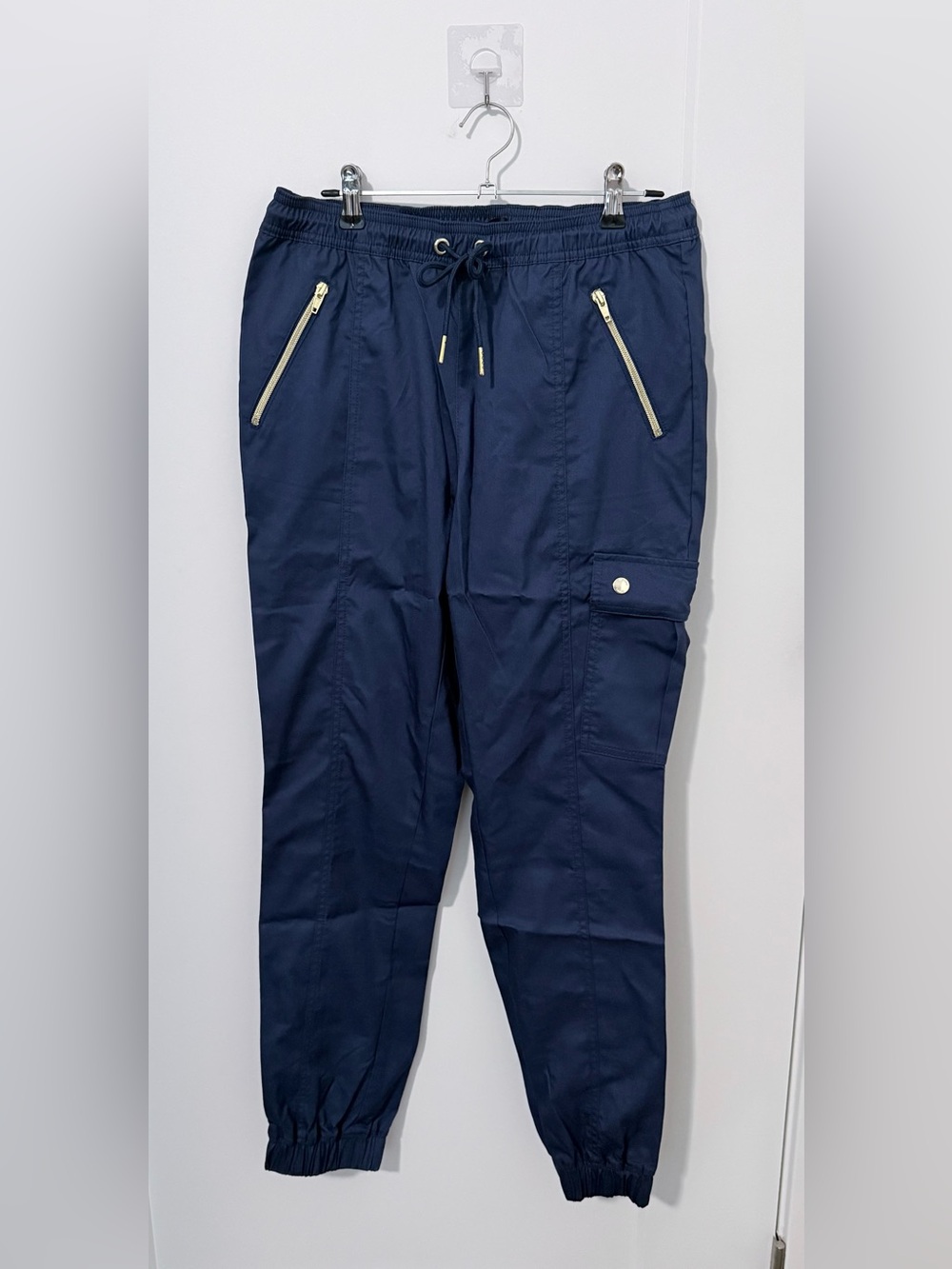 Jaanuu Navy Women’s Cargo Jogger Pants with Zip Pockets